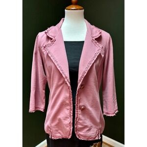 Nick & Mo Pink Cotton Blend 3/4 Sleeve Blazer‎ Women's Size M